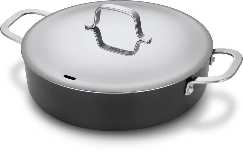 Hapjespan Maestro Alu Met Deksel - Sauteerpan - Saute Pan - Aluminium Met Keramische Anti-Aanbaklaag - Vaatwasserbestendig - 28 cm by Beka in Black – product photo