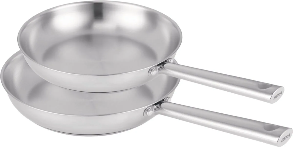 Koekenpannenset Cicla 2-Delig - Koekenpannen Frying Pans - RVS - PFAS-Vrij Vaatwasserbestendig - Ø 24 & 28 cm de Beka en Argent – photo produit
