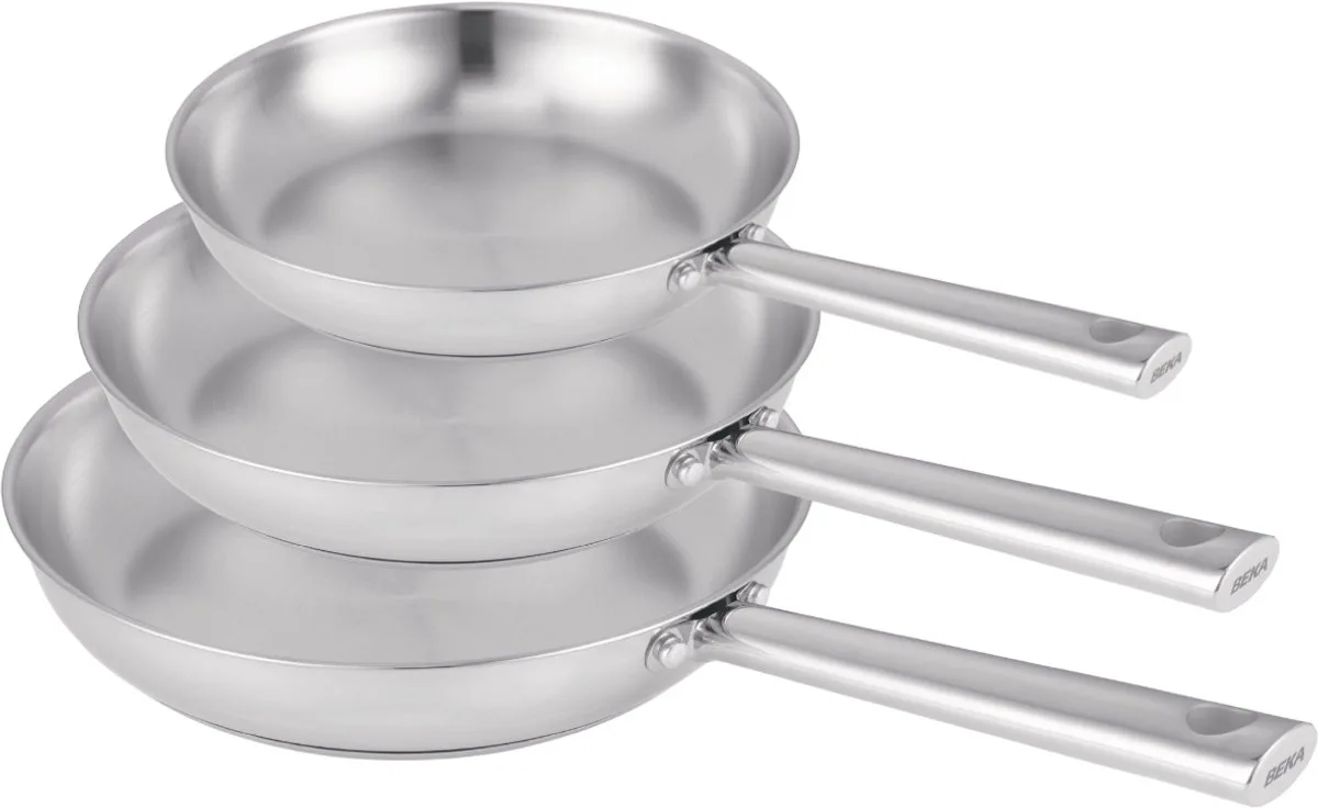 Koekenpannenset Cicla - Bak- en Braadpannen 3-Delig - RVS - PFAS-Vrij Inductiegeschikt - Vaatwasserbestendig Ø 20/24/28 cm by Beka in Silver – product photo