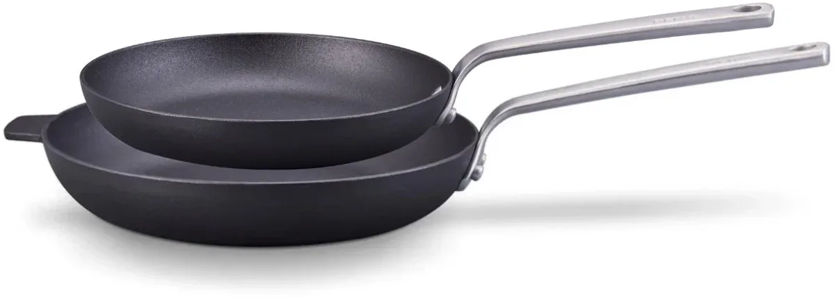 Koekenpannenset Stark - Gietijzer Pre-Seasoned - Frying Pan Set - Geschikt Voor Alle Warmtebronnen - 24 + 28 cm de Beka en Noir – photo produit