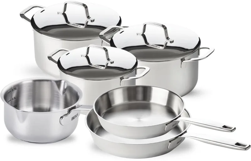 Maestro 6-Delig Pannenset - Compleet - Kookpan Koekenpan - Cookware - RVS 18/10 - Keramische Anti-Aanbak Inductiegeschikt Set 16/20/24, 16, 24/28 cm by Beka in Silver – product photo