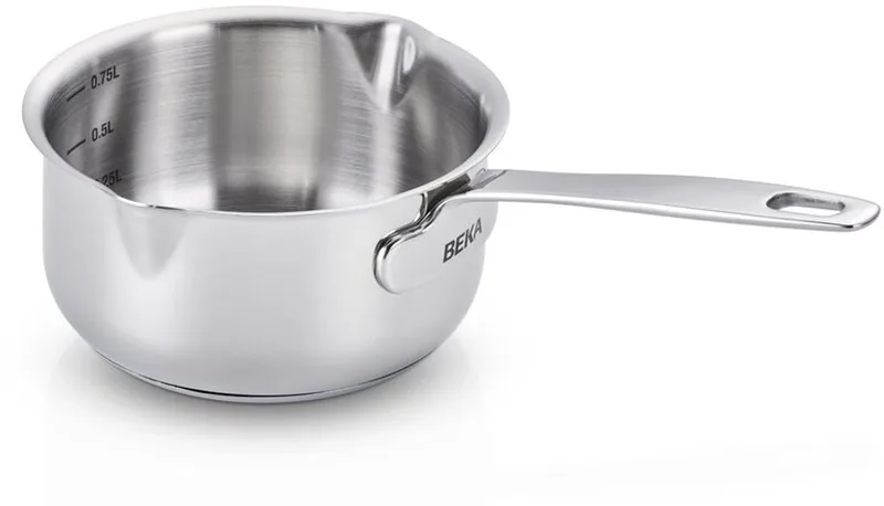 Maestro steelpan/sauspan met giettuiten – Ø12 cm – 0,6L - RVS – PFAS-vrij – Volumeaanduiding – Geschikt: inductie & vaatwas dfdf från Beka i Krom – produktbild