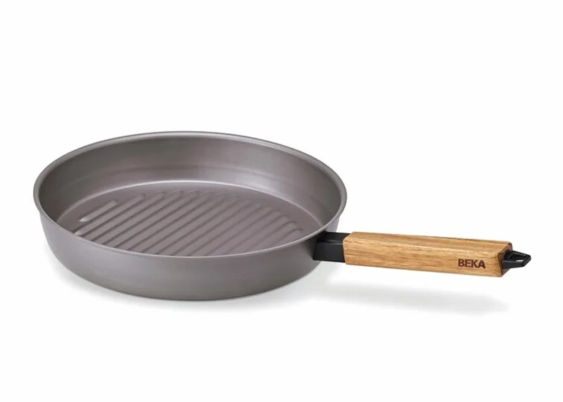 Nomad grillpan - Ø 28 cm - Staal - PFAS-vrij - Houten greep - Geschikt voor inductie & BBQ by Beka in Grey – product photo