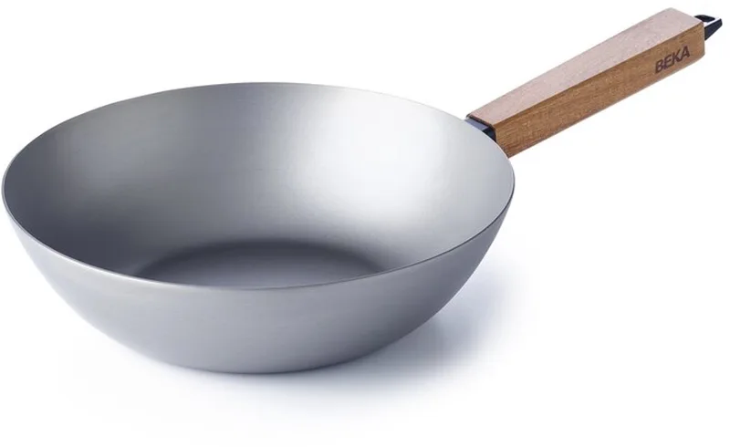 Nomad wokpan - Ø 24 cm - Staal - PFAS-vrij - Houten greep - Geschikt voor inductie & BBQ by Beka in Grey – product photo