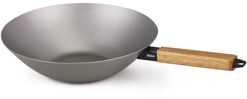 Nomad wokpan - Ø 31 cm - Staal - PFAS-vrij - Houten greep - Geschikt voor inductie & BBQ by Beka in Grey – product photo