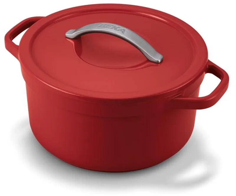 Plume Braadpan - Ø 24 cm - Stoofpot - Gerecycleerd gietaluminium - Extra lichtgewicht - PFAS-vrij - 4,5 L - Rood by Beka in Black – product photo