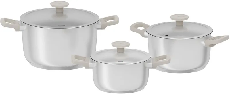 LEO 6-delige kookpotten set Bolt Oyster - PFAS-vrij by BergHOFF in Grey – product photo