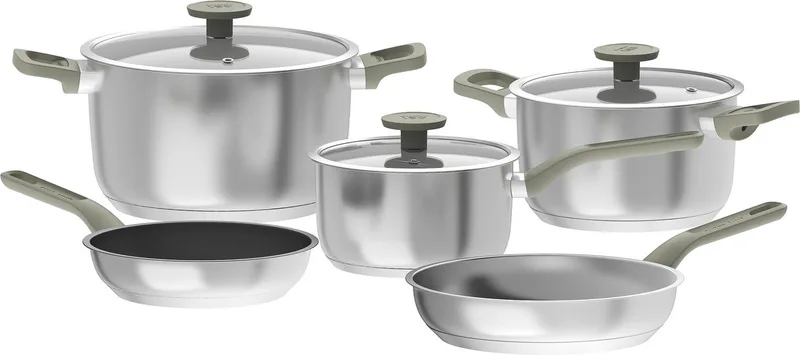 LEO 8-delige kookpotten set Bolt - PFAS-vrij by BergHOFF in Green – product photo