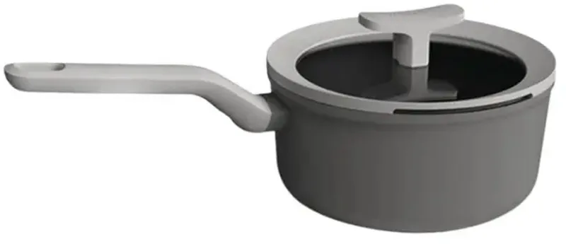 Leo Lite steelpan met deksel antikleef Ø16 cm 1,3L grijs voor inductie by BergHOFF in Transparent – product photo
