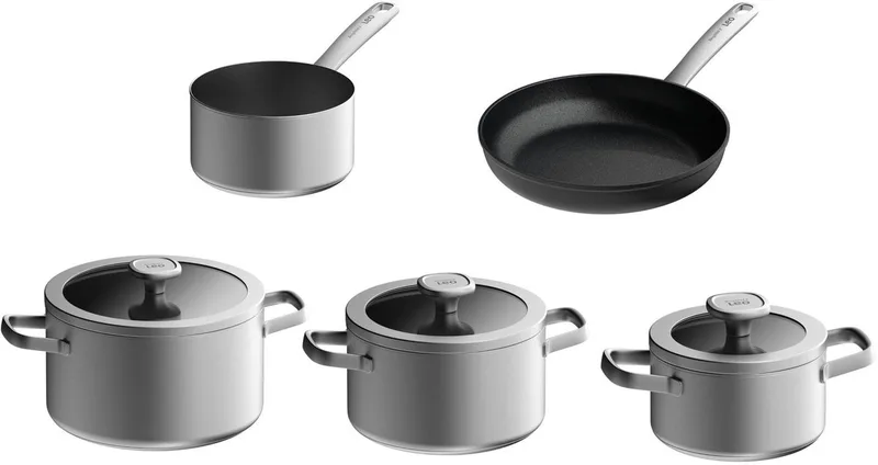 Leo Pannenset Graphite 5 delig - gerecycled RVS by BergHOFF in Silver – product photo