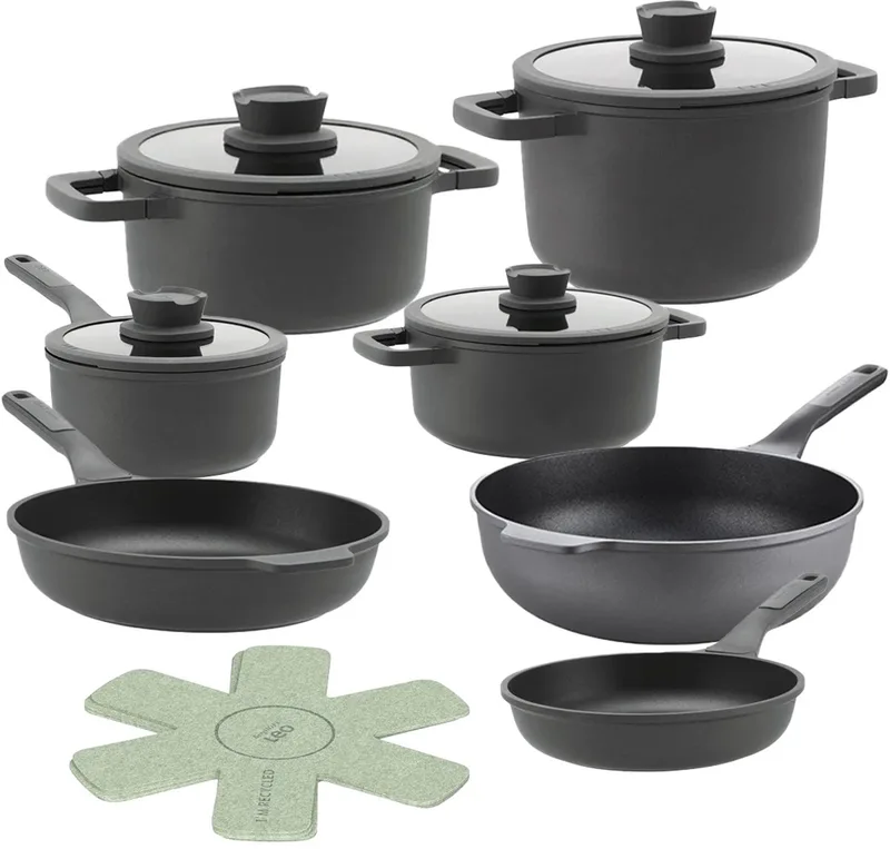 Pannenset Leo Stone+ 7 pannen - Downdraft met Gratis panbeschermers by BergHOFF in Black – product photo