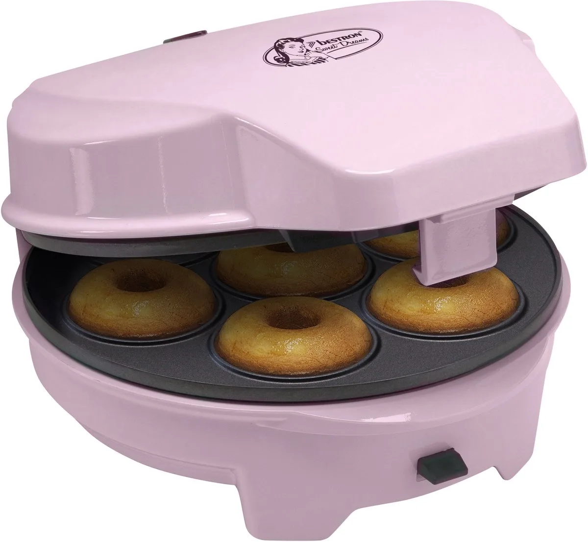 Cakemaker 3-in-1 - ASW238P - Donut-, hartenwafels en cakepopmaker - 700W - 5 jaar garantie van Bestron in Roze – productfoto