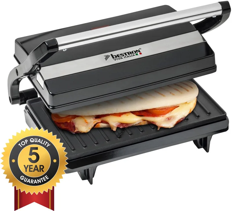 Contactgrill - APM123Z - 700W - Tosti apparaat - 14x22cm bakoppervlak - 5 jaar garantie fra Bestron i Sort – produktbillede