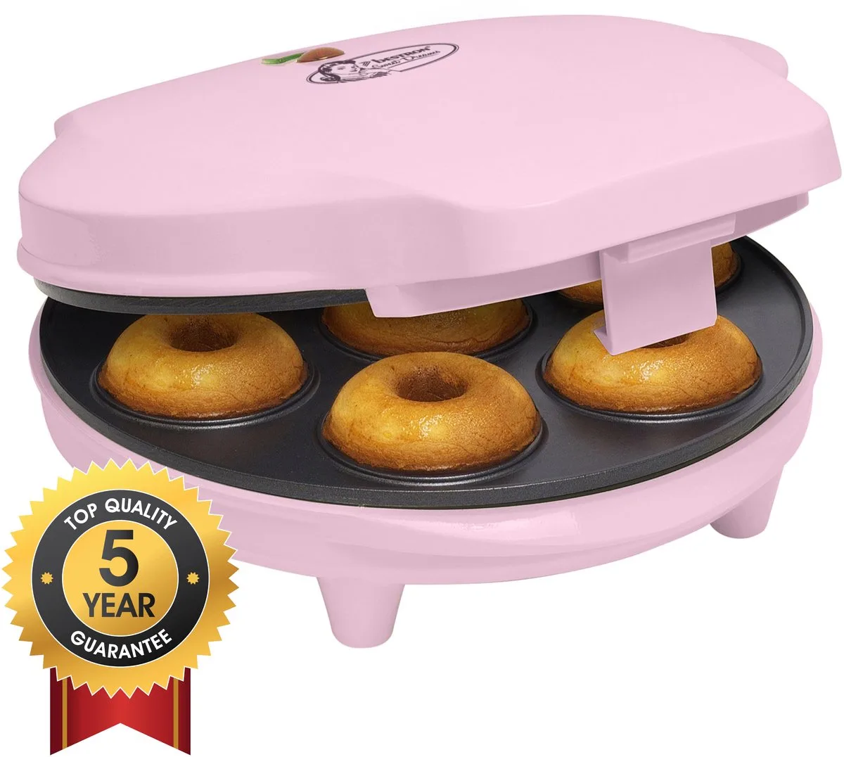 Donutmaker - ADM218SDP - Mini donutmaker - 700W - 7 donuts - 5 jaar garantie van Bestron in Roze – productfoto