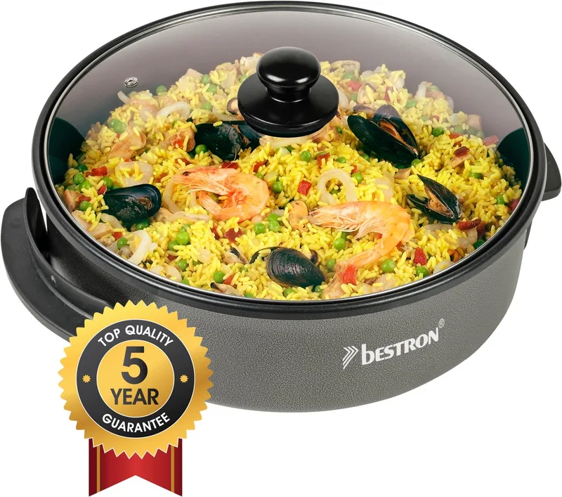 Elektrische hapjespan - AHP1500Z - Ø34 cm - 1500W - Maixmale temperatuur 240°C - 5 jaar garantie by Bestron in Black – product photo