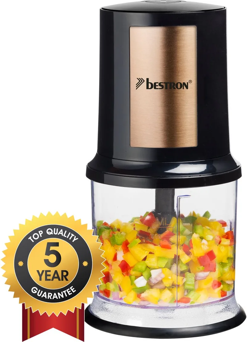 Hakmolen - AKC200CO - 500ml inhoud - 2 RVS messen - Pulsfunctie - 5 jaar garantie de Bestron en Cuivre – photo produit