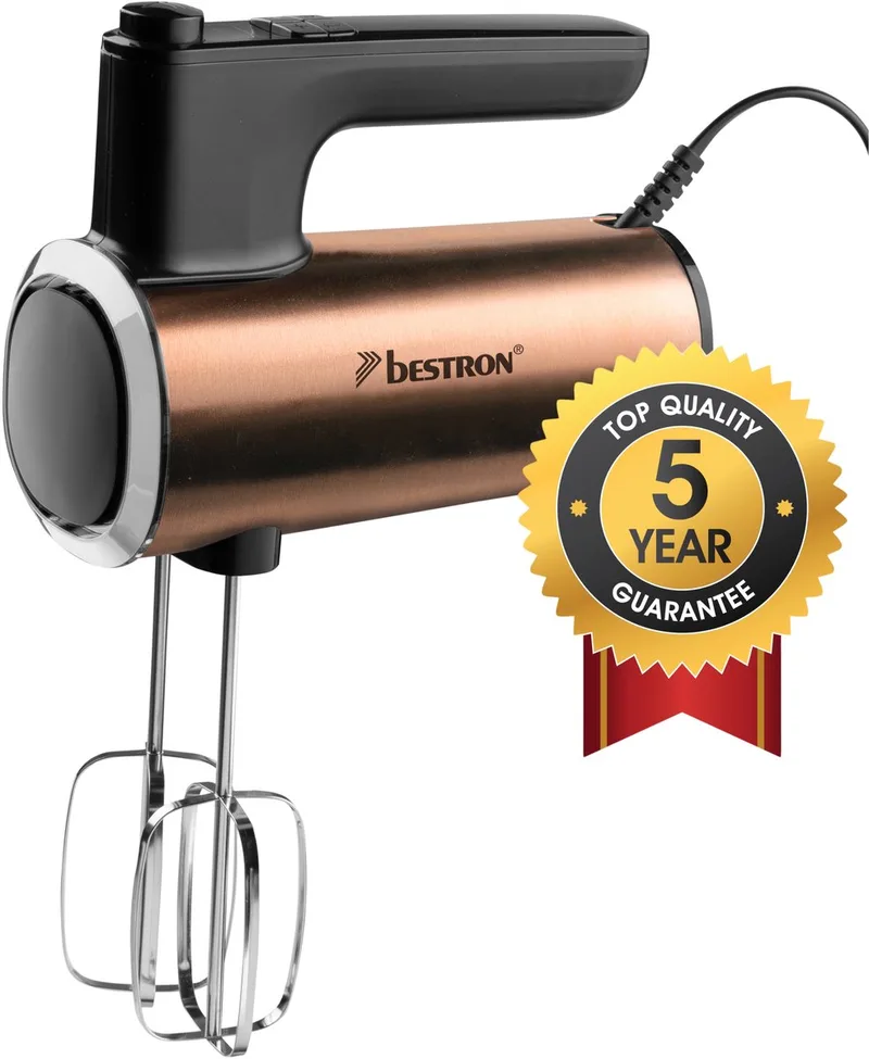 Handmixer AHMD100CO - 6 snelheden incl. Turbo - 400W - Mixer met gardes kneedhaken - 5 jaar garantie by Bestron in Copper – product photo