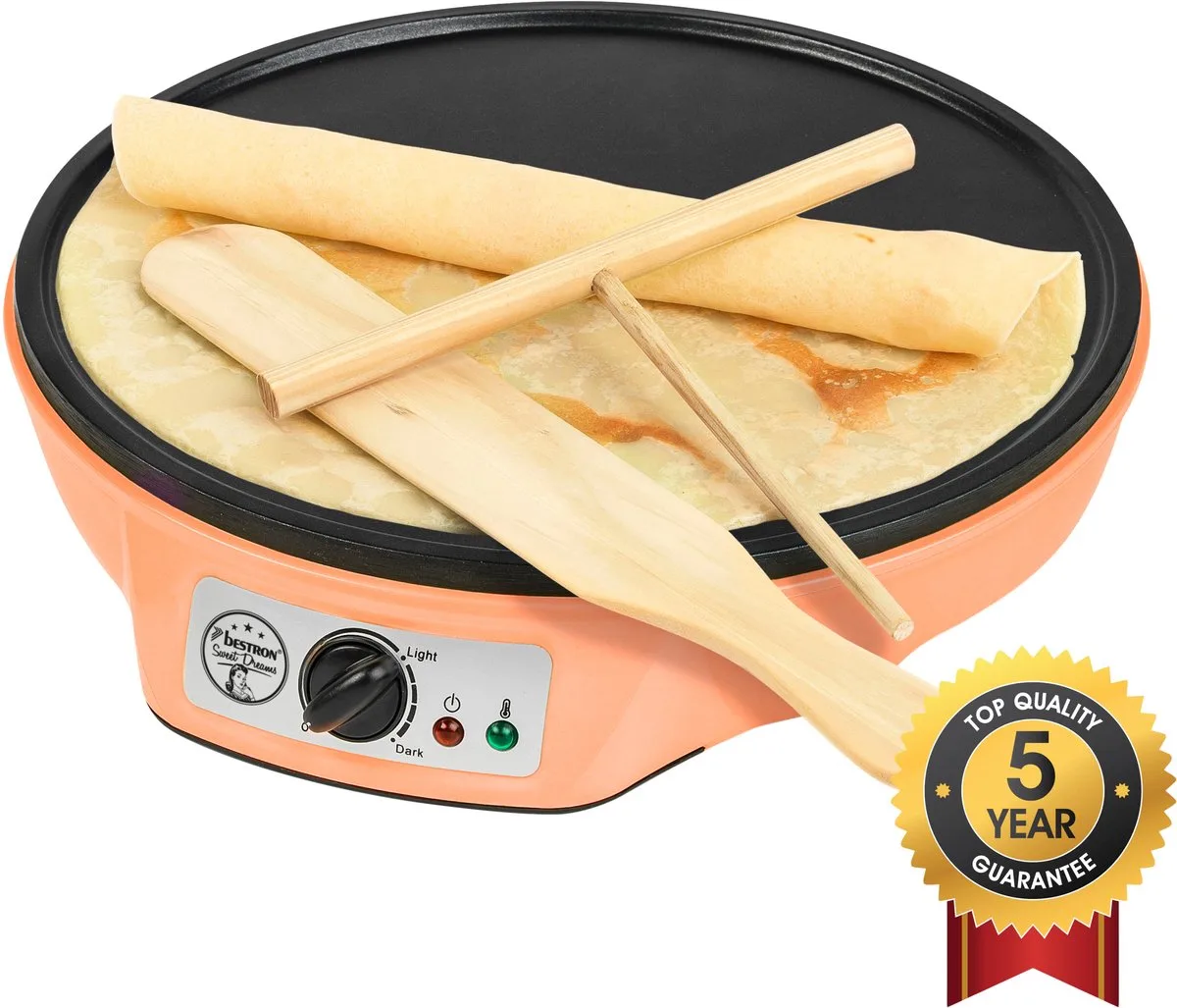 Pannenkoekenmaker - ASW602PE - 1000W - Crêpemaker - 30cm van Bestron in Oranje – productfoto