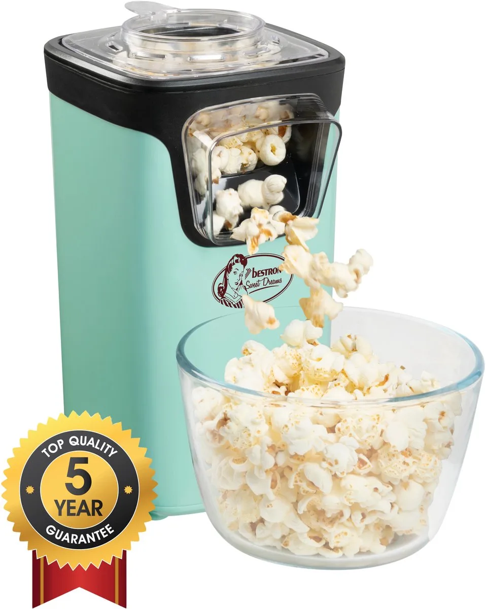 Popcorn machine - APC200M - popcornmaker - Incl. 10 popcorn zakken - Klaar in 2 min - 5 jaar garantie van Bestron in Mint – productfoto