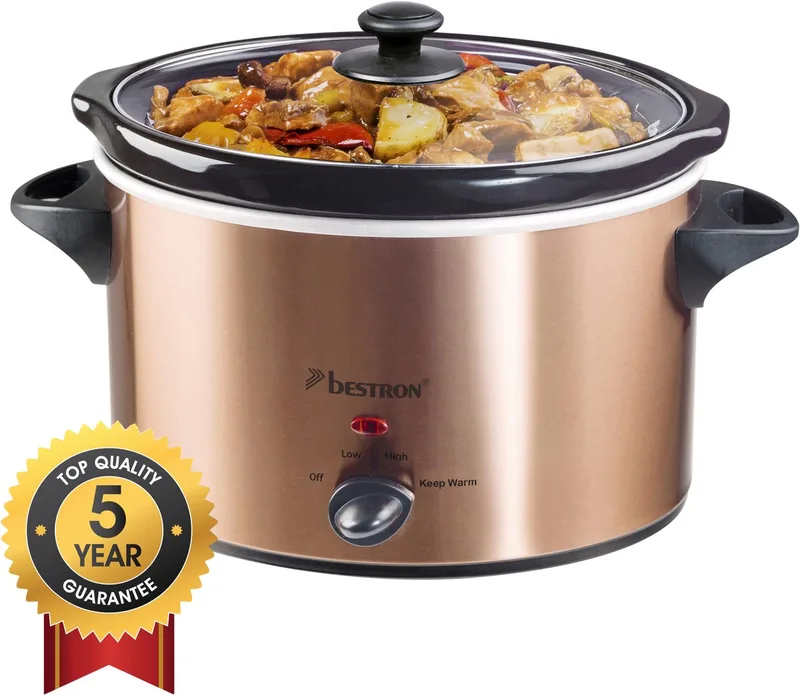Slowcooker 180W - ASC350CO - 3.5L - Keramische binnenpan - 5 jaar garantie van Bestron in Koper – productfoto
