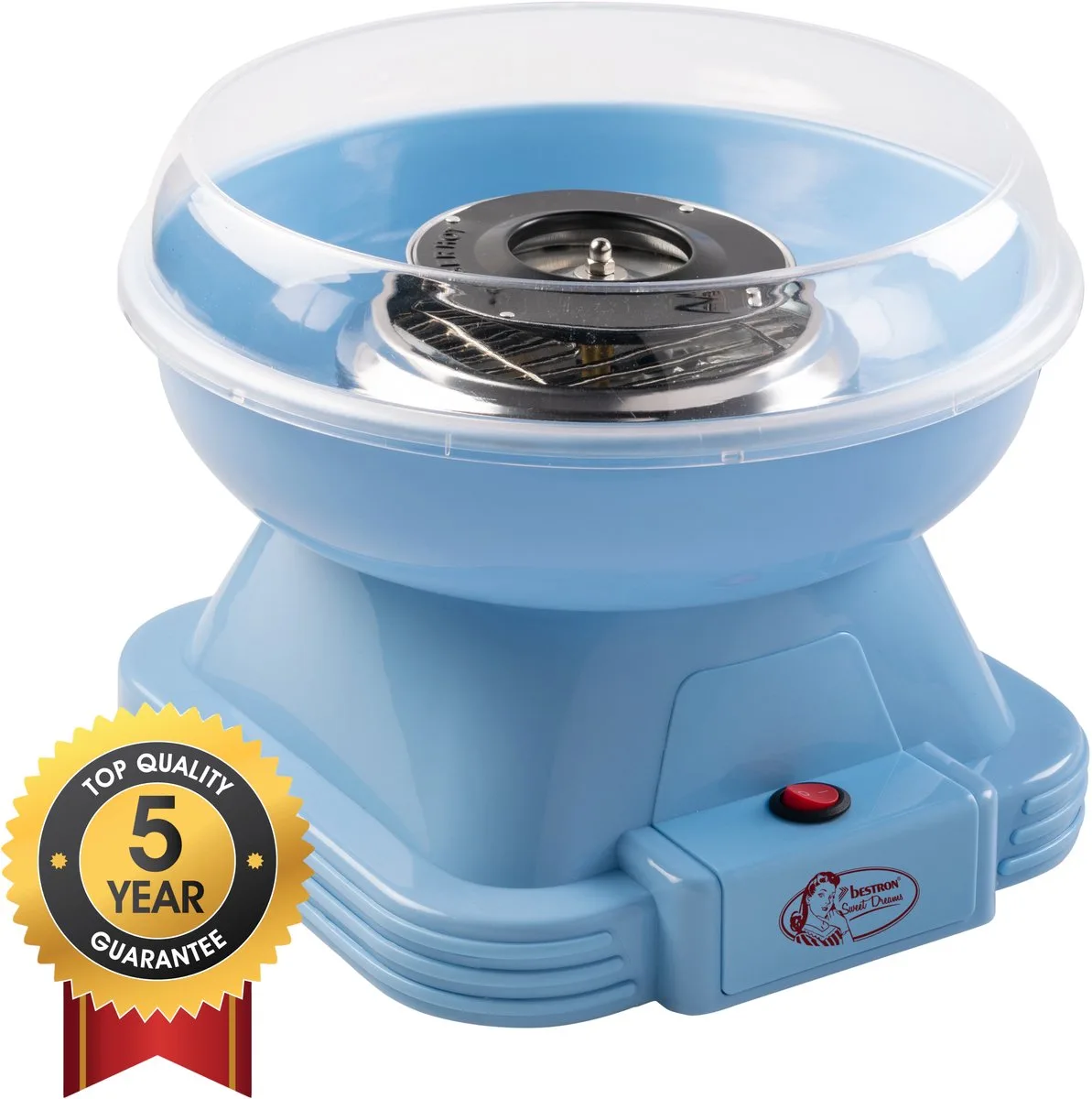 Suikerspinmachine - Sweet Dreams Collectie - met 10 stokjes & maatlepel de Bestron en Bleu – photo produit