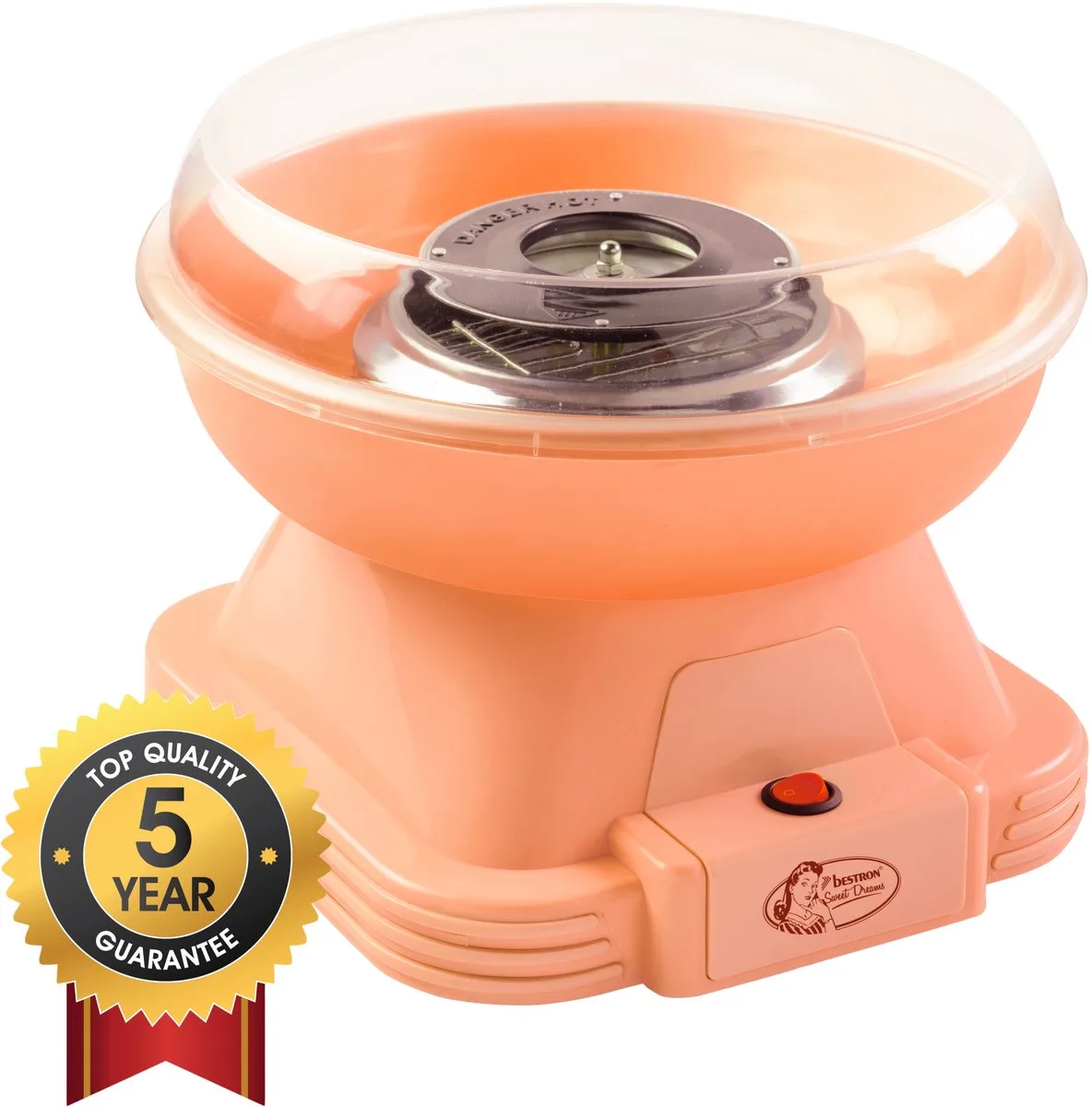 Suikerspinmachines - ACCM400PE - Cotton Candy - Incl. 10 stokjes & maatlepel - 5 jaar garantie de Bestron en Orange – photo produit