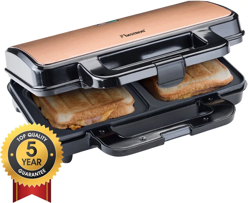 Tosti apparaat - ASM92XLCO - 900W - Voor 2 tosti's met schelpvorm - Anti aanbaklaag - Koper - 5 jaar garantie de Bestron en Cuivre – photo produit