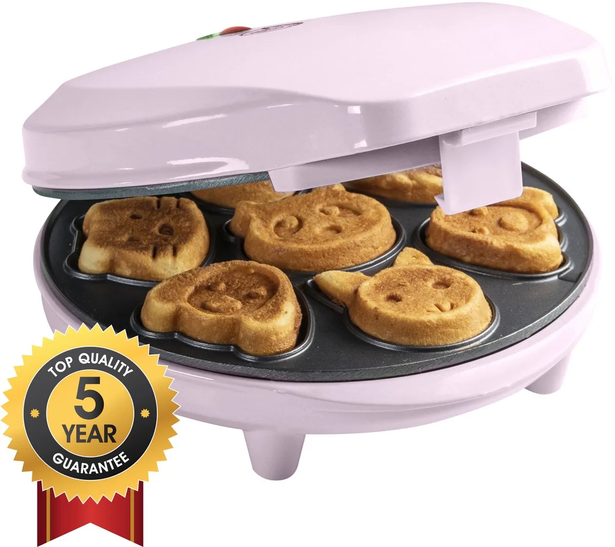 Wafelijzer - AAW700P - 700W- Mini cakes - Dierenvormpjes - 5 jaar garantie by Bestron in Pink – product photo