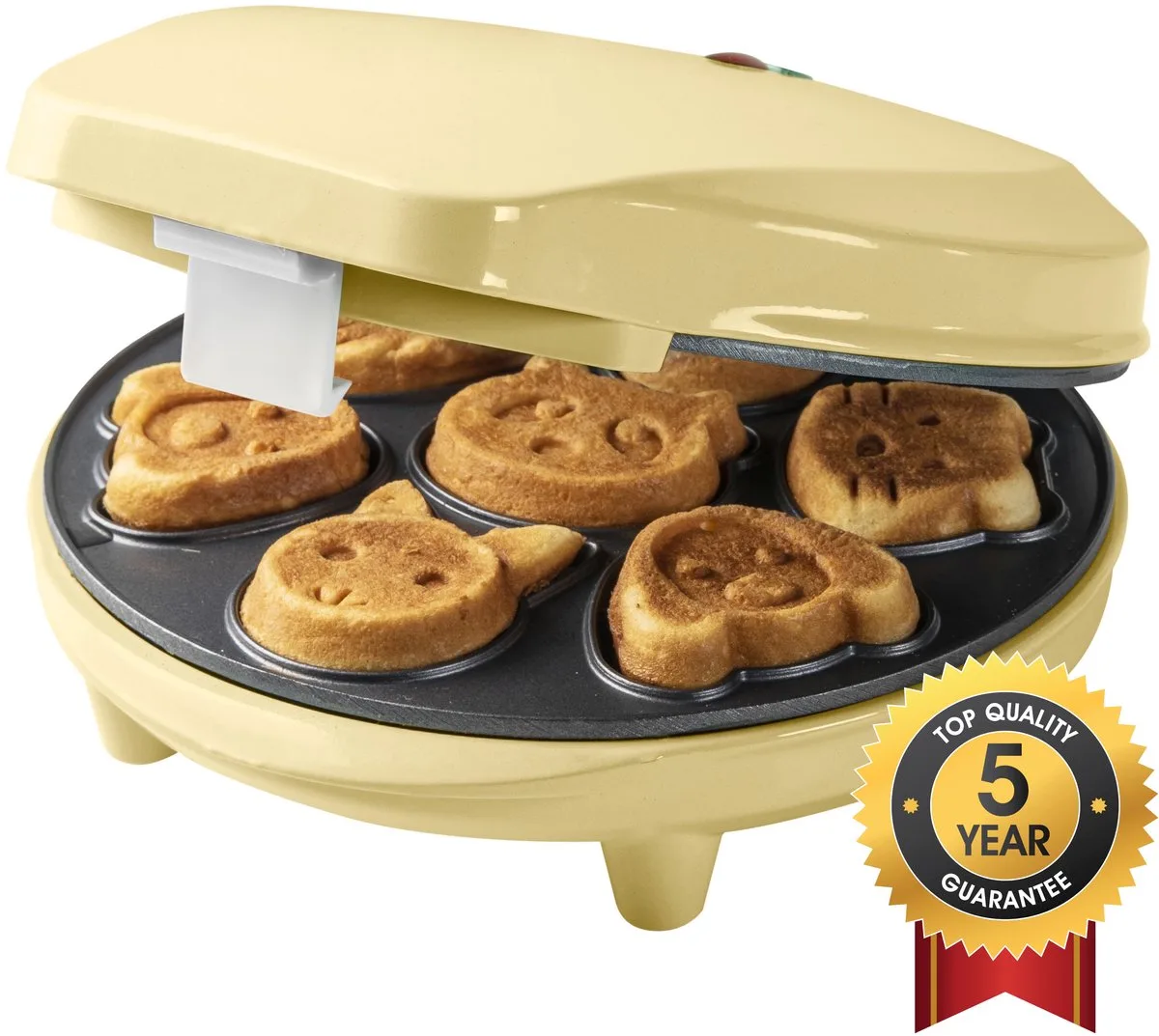 Wafelijzer - AAW700V - 700W - Mini cakes - Dierenvormpjes - 5 jaar garantie van Bestron in Geel – productfoto