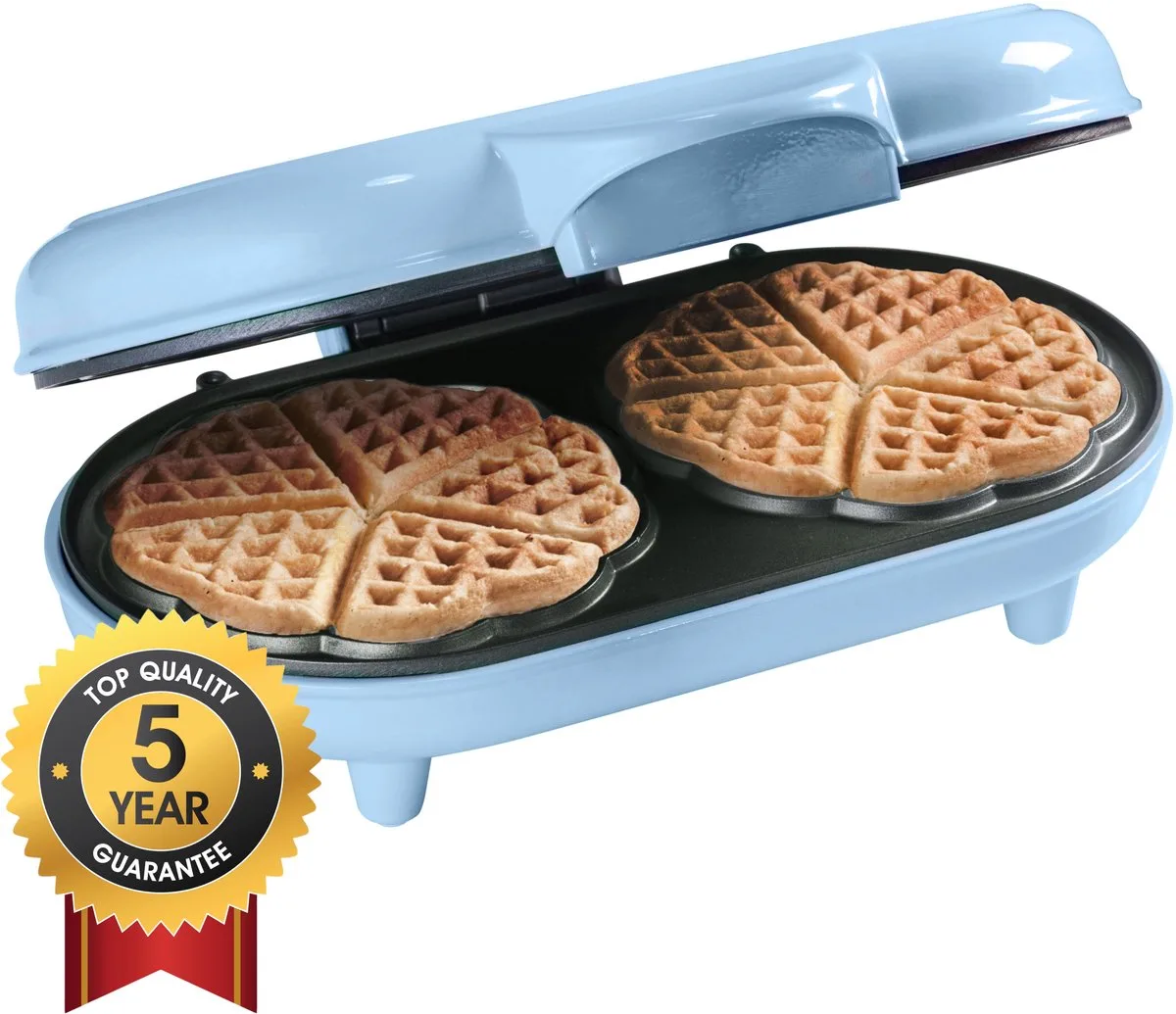 Wafelijzer - ADWM1000B - 1000W - 10 hartvormige wafels - Anti aanbaklaag - 5 jaar garantie de Bestron en Bleu – photo produit