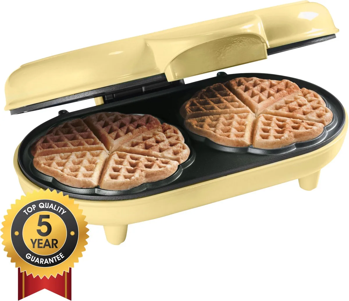 Wafelijzer - ADWM1000V - 1000W - 10 hartvormige wafels - Anti aanbaklaag - 5 jaar garantie van Bestron in Geel – productfoto