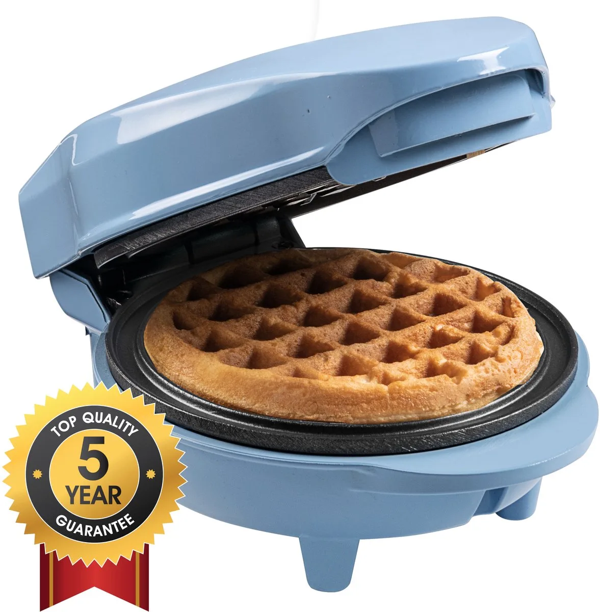 Wafelijzer - AMW500B - 550W - Mini wafel - Anti aanbaklaag - 5 jaar garantie van Bestron in Blauw – productfoto