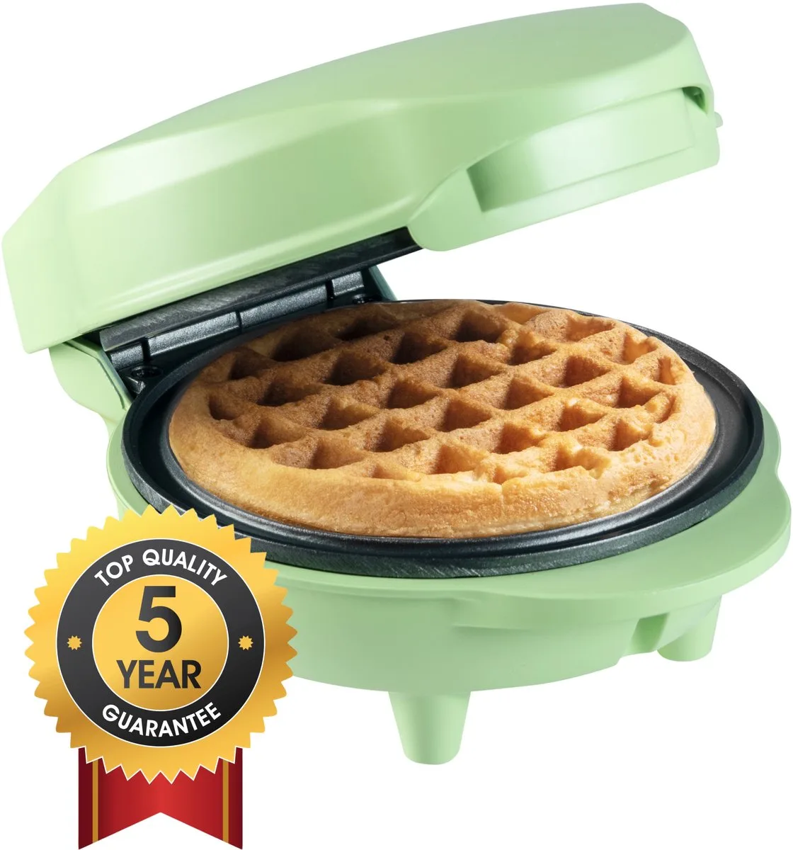 Wafelijzer - AMW500G - 550W - Mini wafel - Anti aanbaklaag - 5 jaar garantie van Bestron in Mat Groen – productfoto