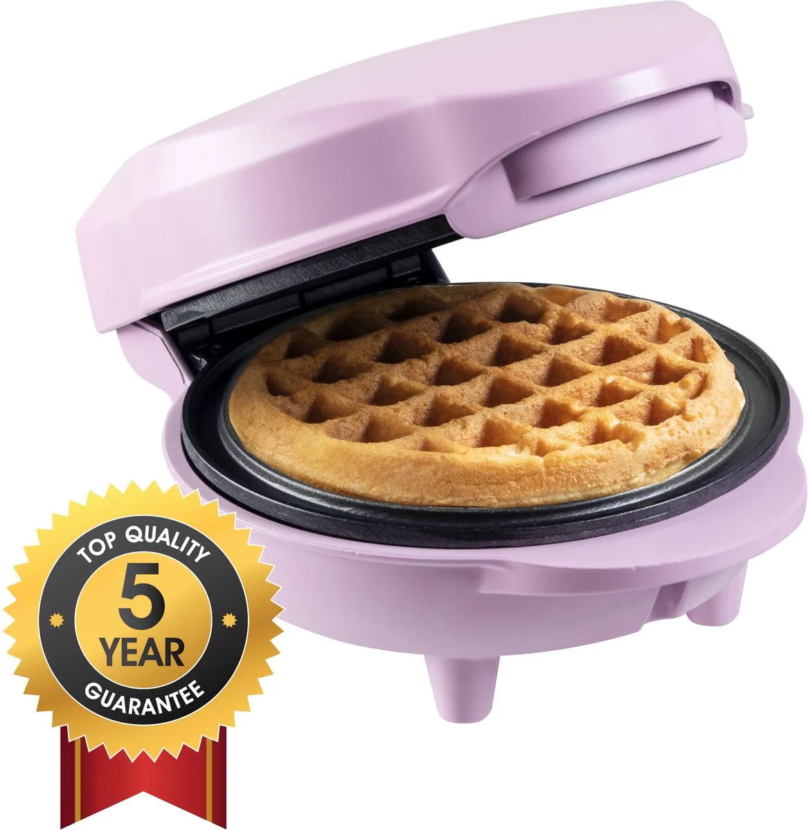 Wafelijzer - AMW500L - 550W - Mini wafel - Anti aanbaklaag - 5 jaar garantie van Bestron in Mat licht Paars – productfoto