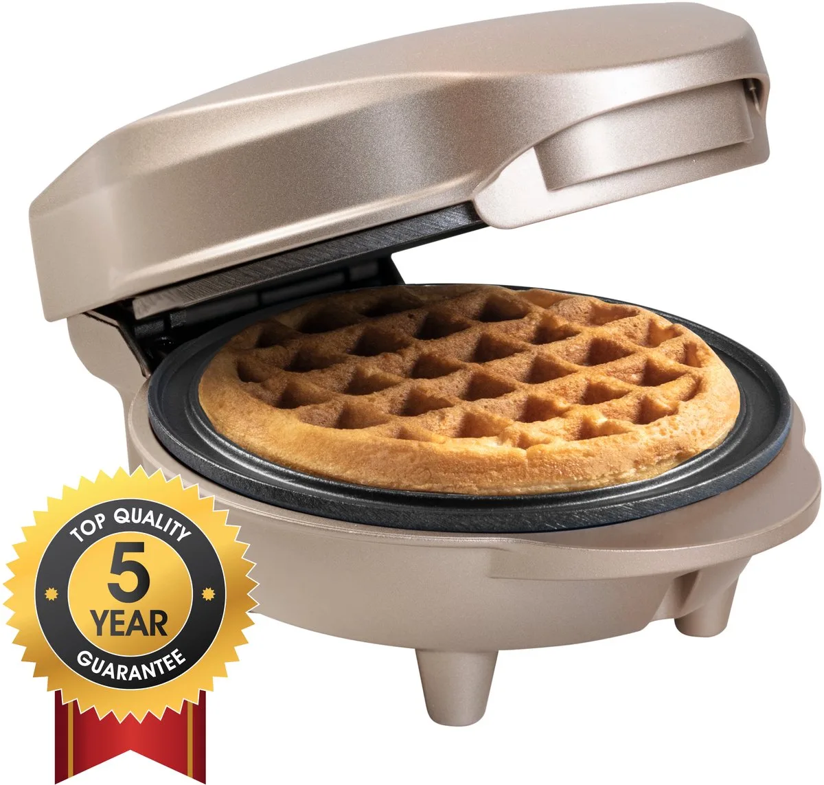 Wafelijzer - AMW500SAT - 550W - Mini wafel - Anti aanbaklaag - 5 jaar garantie van Bestron in Beige – productfoto