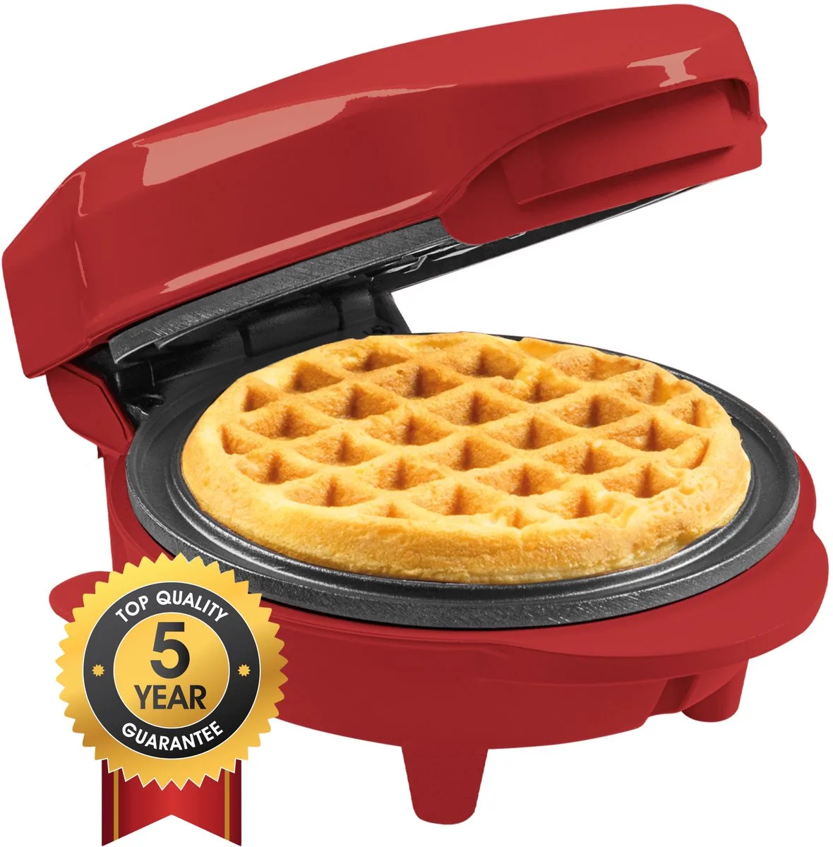 Wafelijzer - AMW500XMR - 550W - Mini wafel - Anti aanbaklaag - Kersteditie- 5 jaar garantie van Bestron in Mat Rood – productfoto
