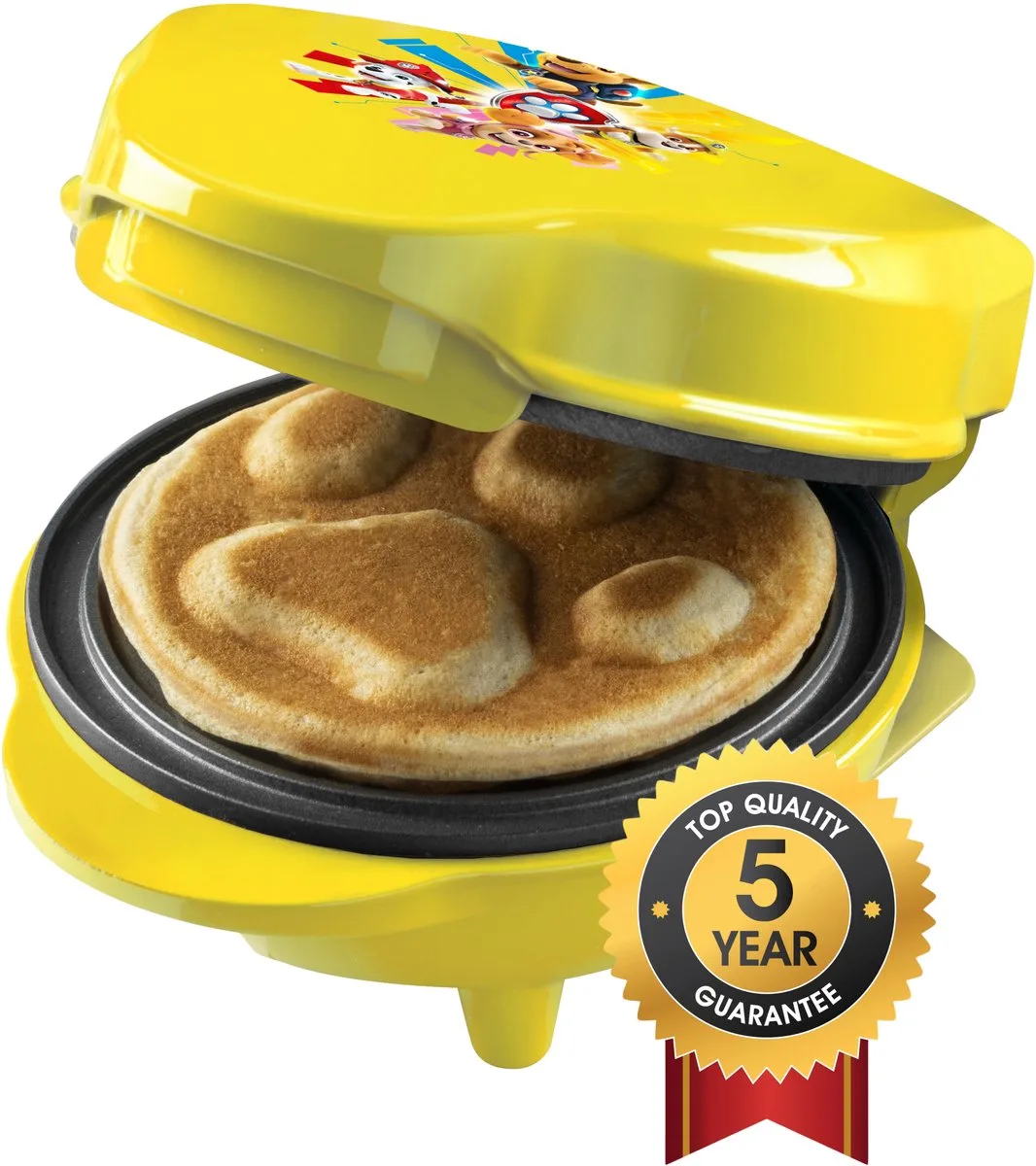 Wafelijzer - APP500Y - 550W - Paw Patrol mini wafel - Hondenpoot vorm - Rubble - 5 jaar garantie de Bestron en Jaune – photo produit