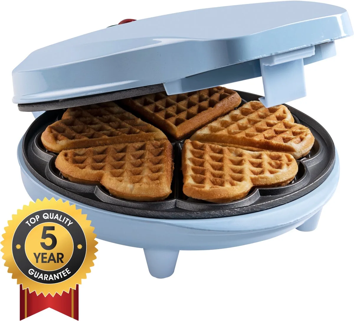 Wafelijzer - ASW217B - 700W - 5 hartvormige wafels - Anti aanbaklaag - 5 jaar garantie by Bestron in Blue – product photo