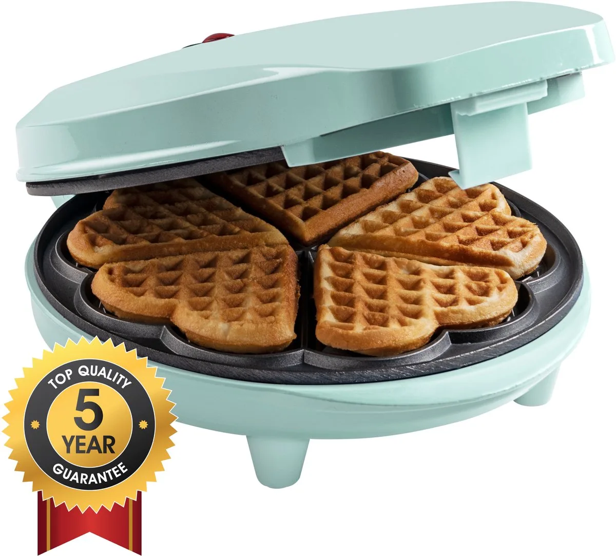 Wafelijzer - ASW217M - 700W - 5 hartvormige wafels - Anti aanbaklaag - 5 jaar garantie de Bestron en Mint – photo produit