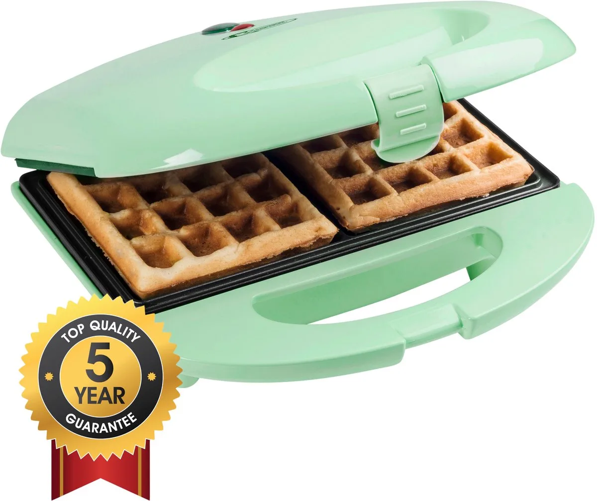 Wafelijzer - ASW401 - 700W - 2 wafels - Anti aanbaklaag - 5 jaar garantie van Bestron in Groen – productfoto