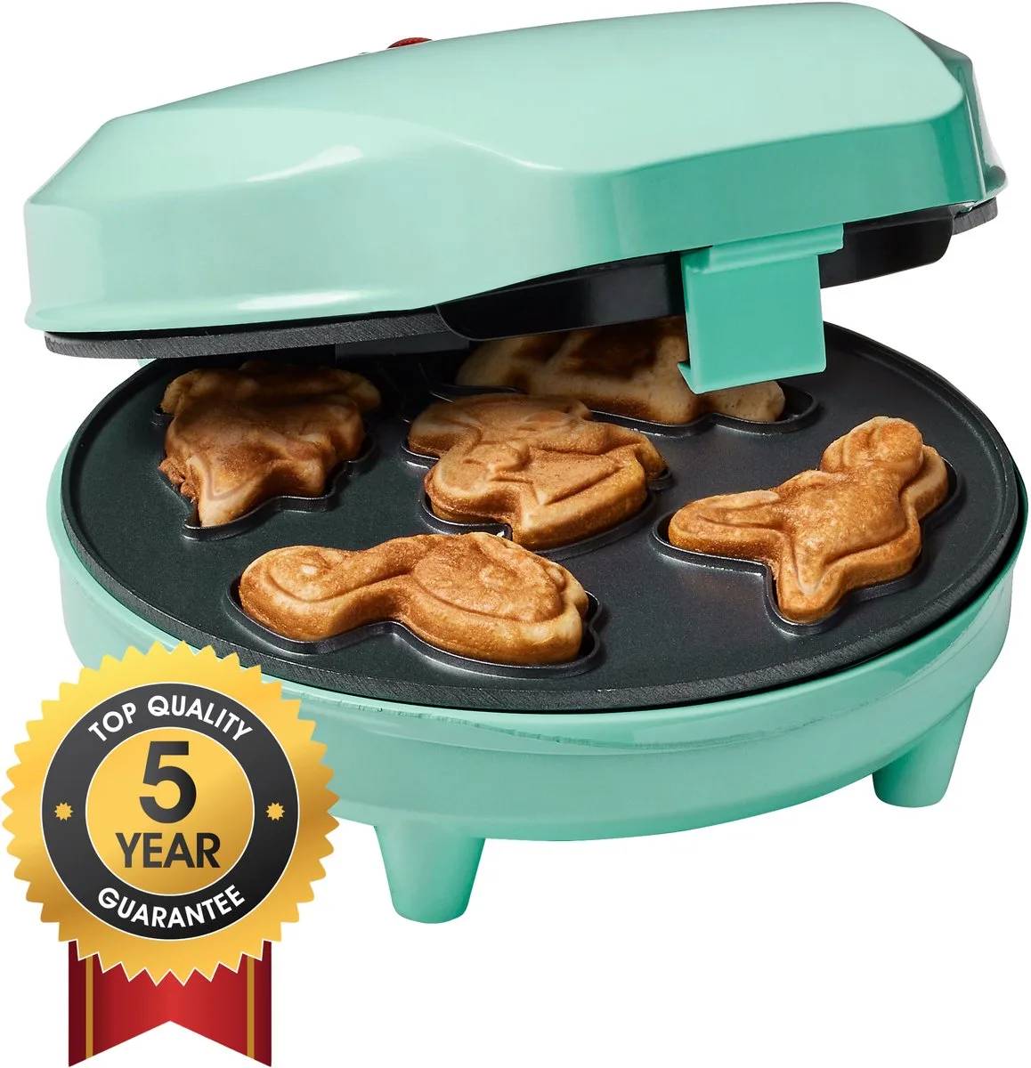 Wafelijzer - AWMD5M - 700W - Mini cakes - Dino vorm - 5 jaar garantie van Bestron in Mint – productfoto