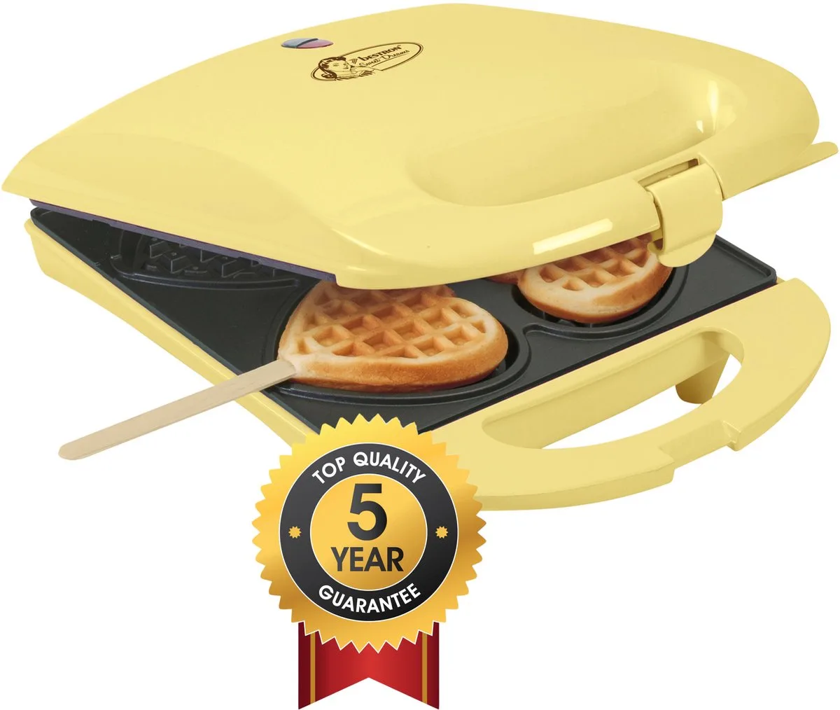 Wafelijzer - DSW271 - 1400W - 4 mini hartvormige wafels - incl. 20 houten stokjes - 5 jaar garantie van Bestron in Geel – productfoto
