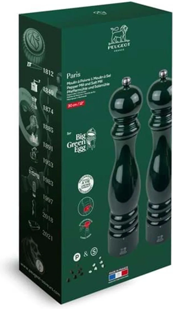 X Peugeot peper- en zoutmolen 30cm set van 2 Limited Edition van Big Green Egg in Groen – productfoto