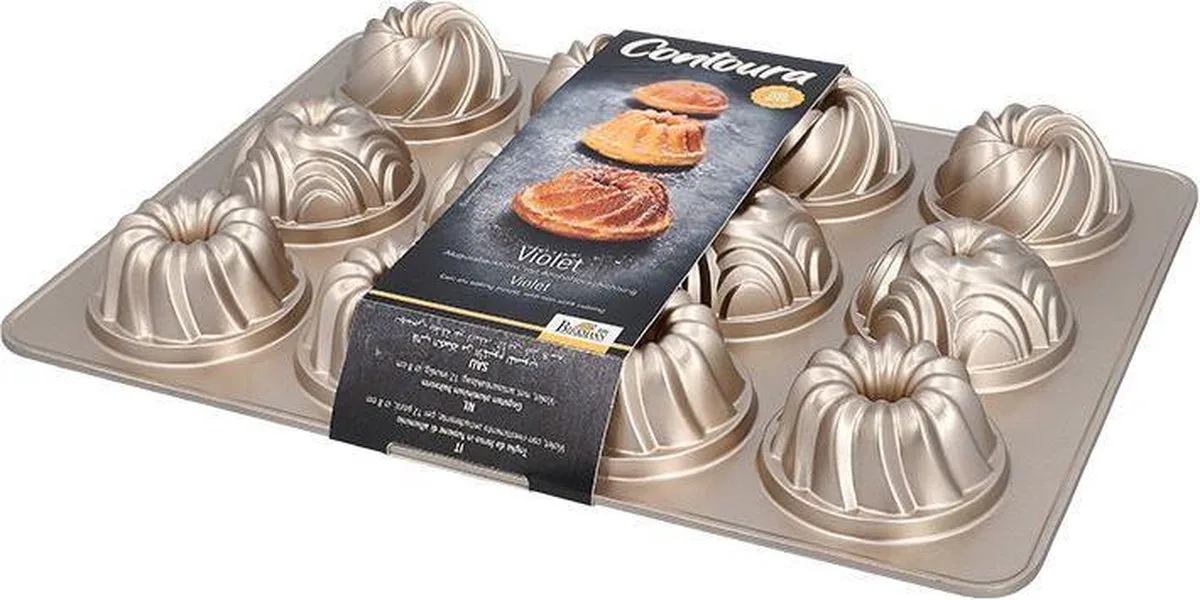 Muffinvorm / Bakvorm Contoura 12-vorm Violet - Gietaluminium - ø 8 cm van Birkmann in Zilver – productfoto