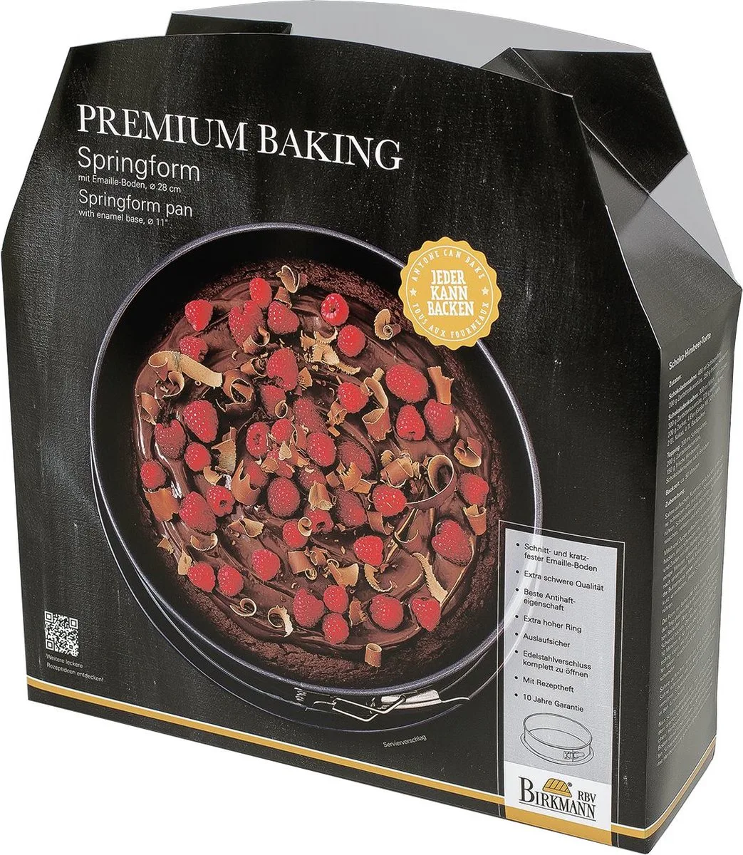 Springvorm Premium Baking - Geëmailleerde bodem - PFOA-vrij - ø 28 cm van Birkmann in Zwart – productfoto