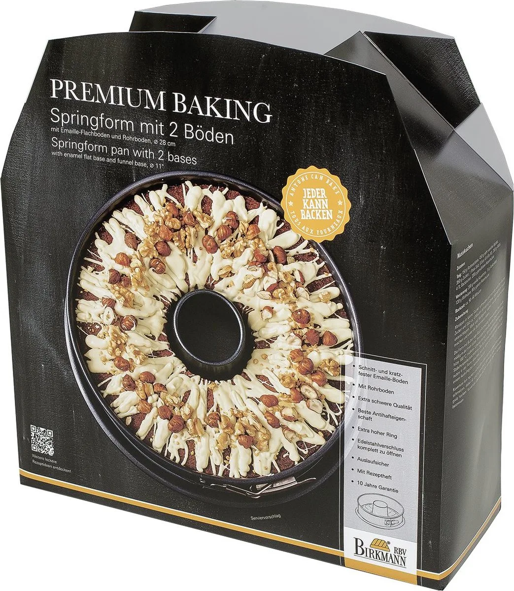 Springvorm Premium Baking met 2 Bodems - Geëmailleerde bodem - PFOA-vrij - ø 28 cm by Birkmann in Black – product photo