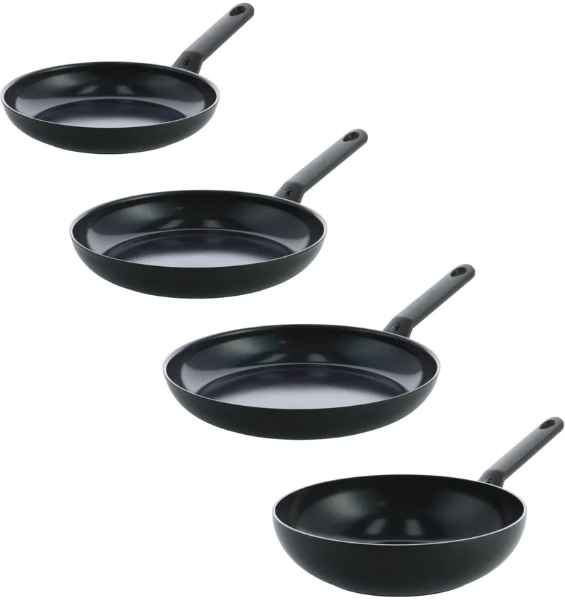 Blue Label Induction 4pc set (3 frypans + wok) by BK in Black – product photo