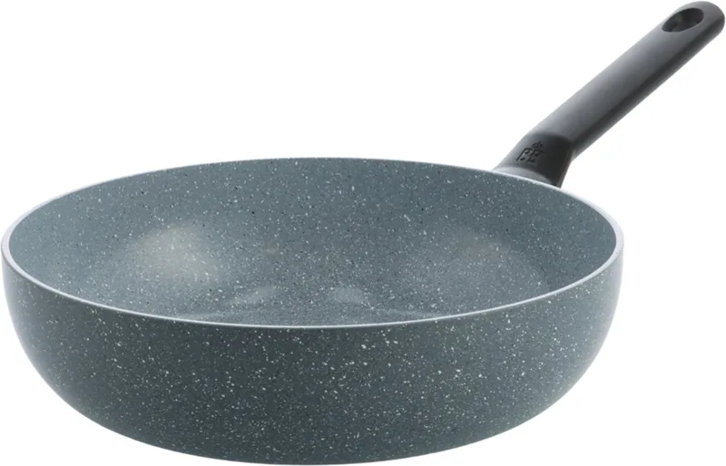 Blue Label Wokpan 28cm - 3.7L - PFAS-vrije antikleeflaag – Wokpan inductie – Keramische pan - Ovenbestendig tot 230°C – Koudgrepen - Zonder deksel - Blauw by BK in Grey – product photo