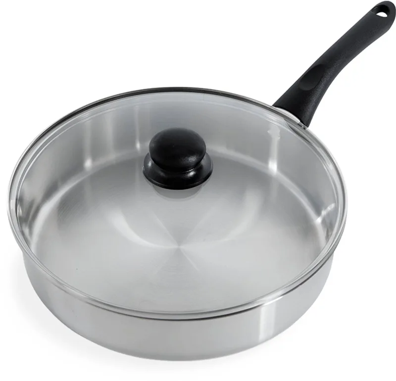 Bold Hapjespan 28cm met deksel - 3.8L - Zonder PFAS-vrije antikleeflaag - Hapjespan inductie - Hapjespan RVS - Ovenbestendig tot 160° - Koelgreep - Met glazen deksel - Zilver van BK in Zilver – productfoto