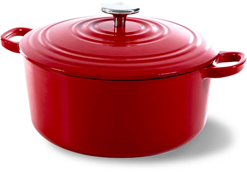 Bourgogne Braadpan 24cm - 4.2l - Zonder PFAS-vrije antikleeflaag - Braadpan inductie - Ovenbestendig tot 230°C - Geëmailleerde gietijzer - Chili Red de BK en Chili_red – photo produit